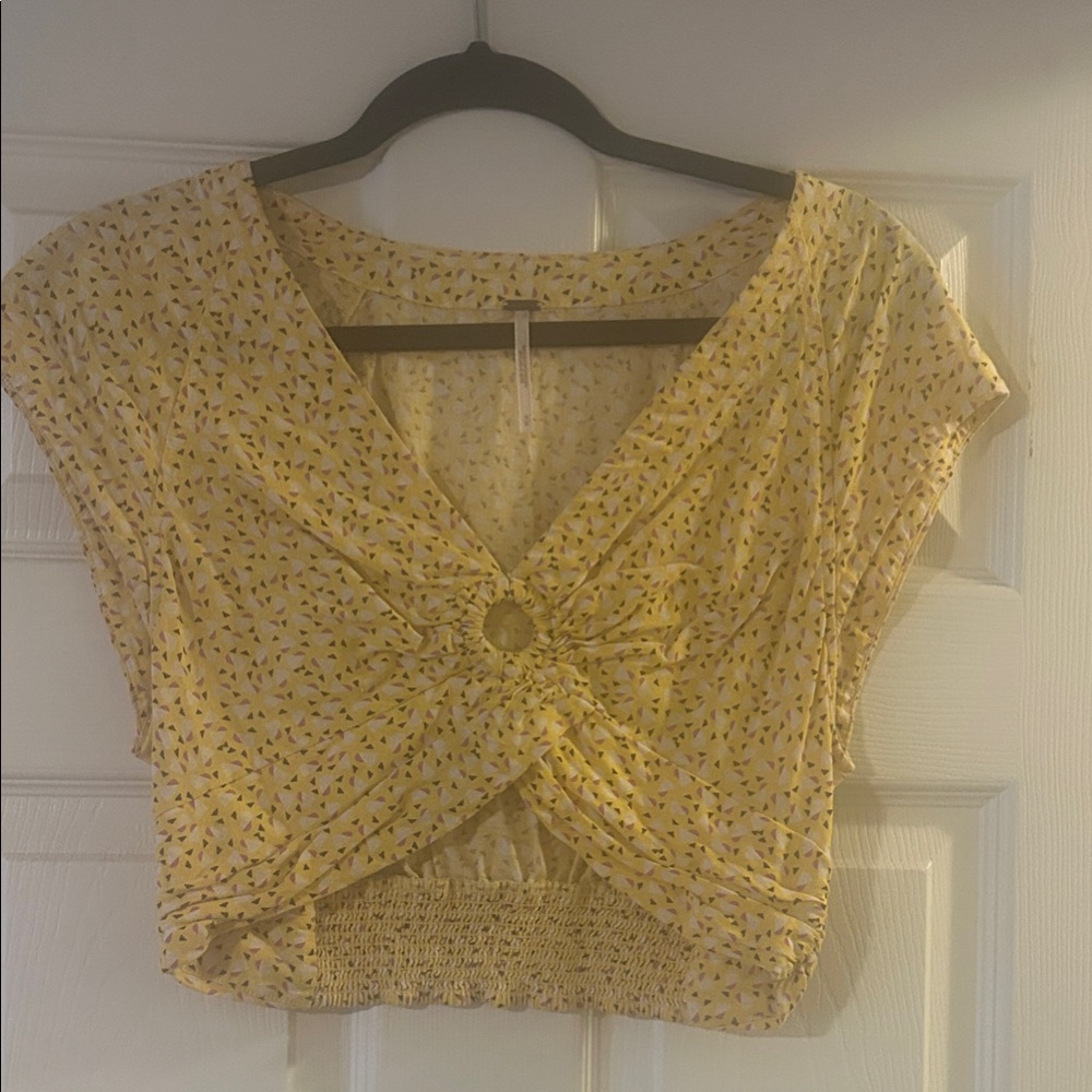 Free People Yellow Patterned Blouse